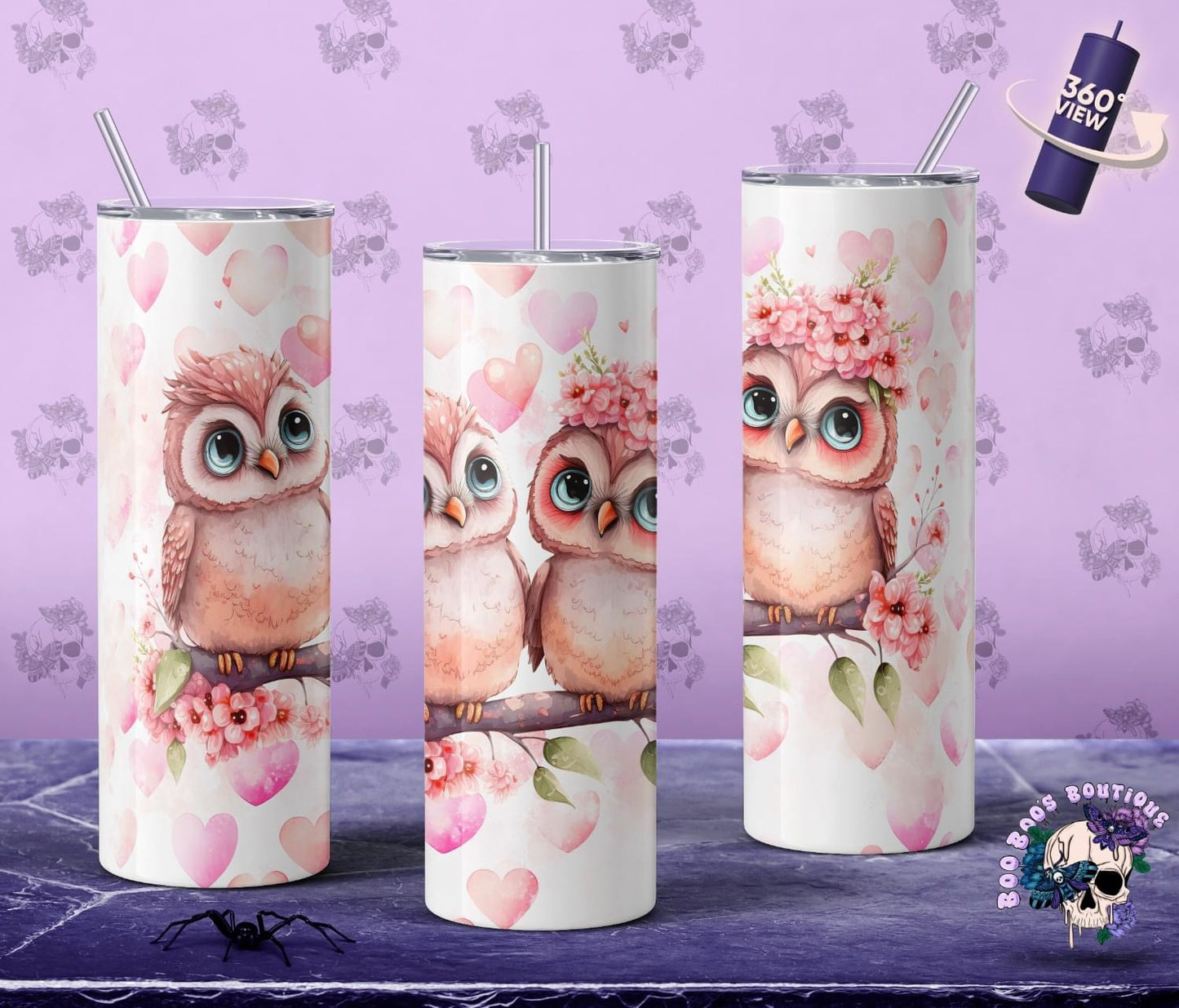 watercolor owls pink Tumblr MTO