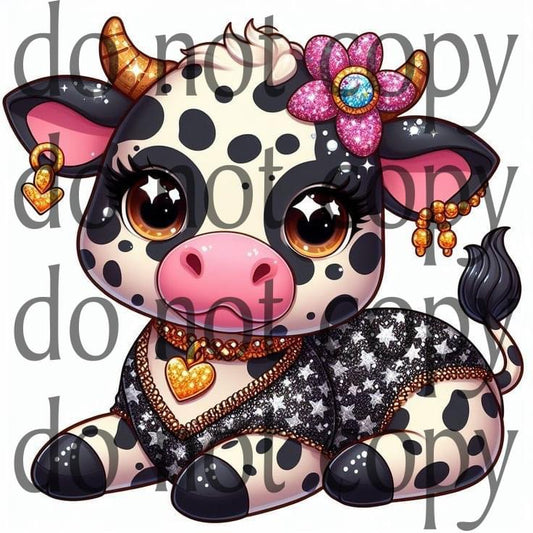 cow with earrings transfer