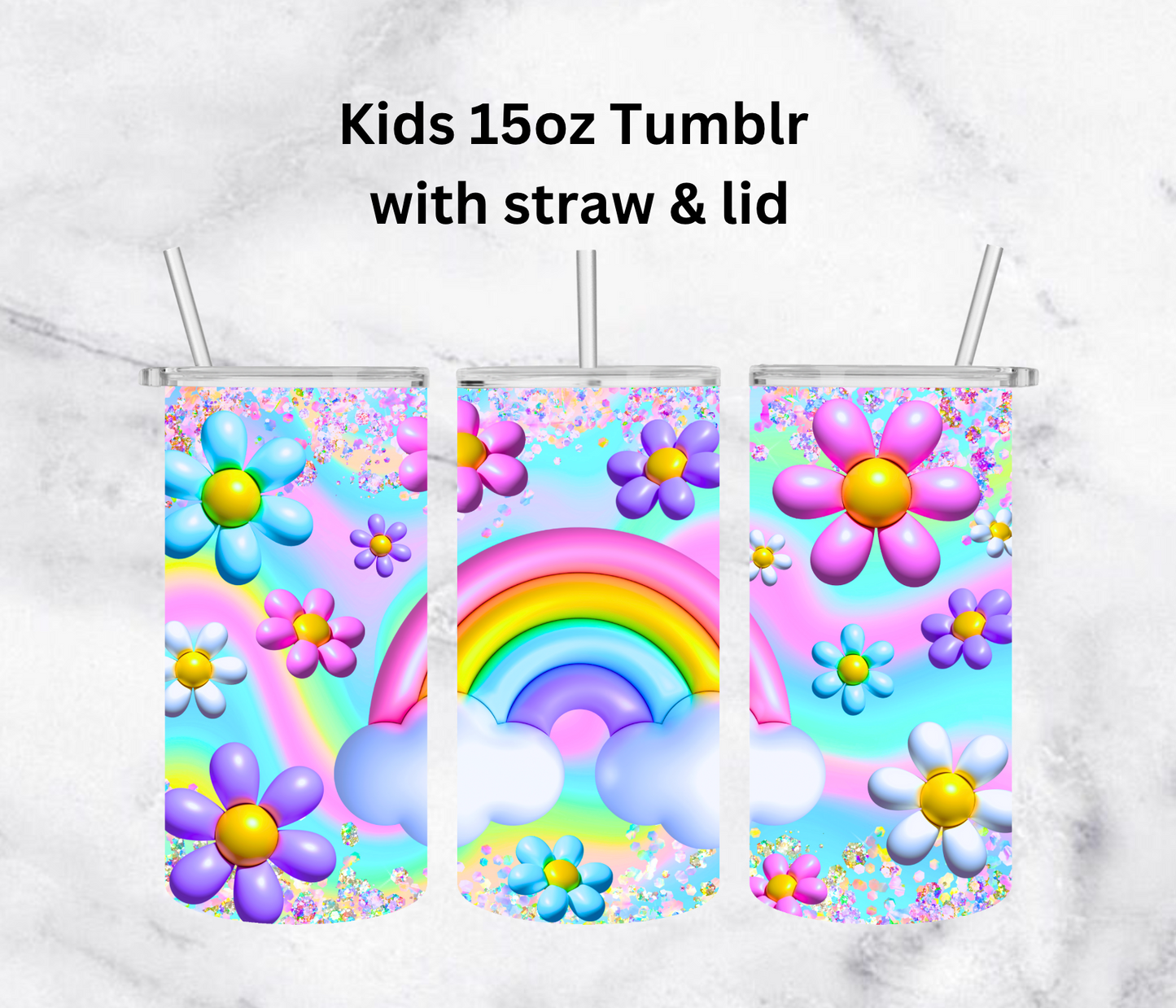 15oz Kids Tumbler -  Rainbows