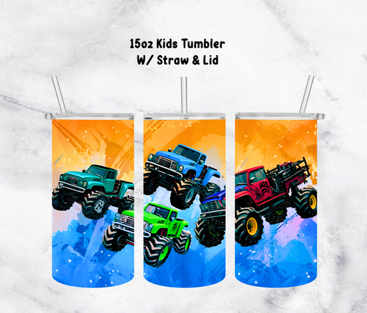 15oz Kids Tumbler -  Monster Trucks