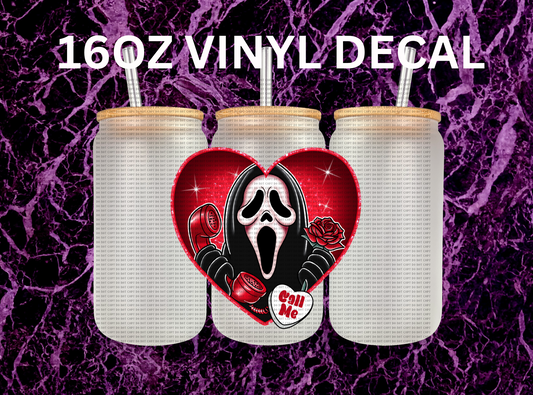 4 x 4 vinyl decal Red ghost heart