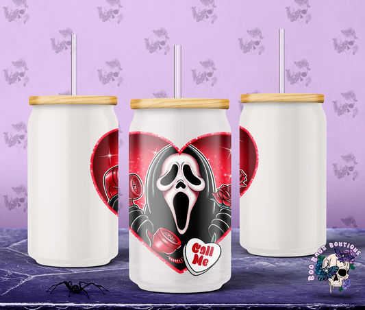 Red heart ghost 16oz Frosted cup MTO 14 business days