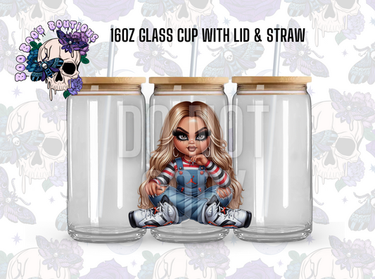 Swaggy Tiff (16oz Clear glass completed cup with Lid & straw)