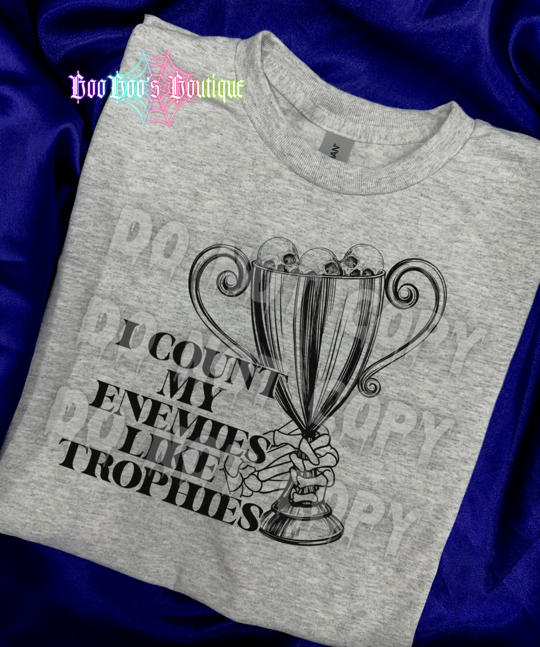 (I count my enemies like trophies Unisex Sublimation GREY) - 7 business days