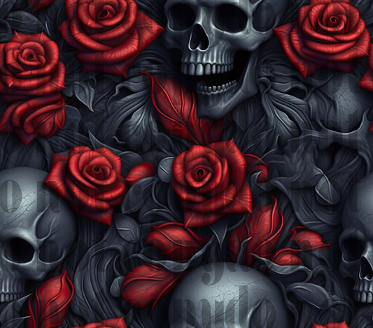 Red roses & skulls  20oz VINYL tumblr Transfer