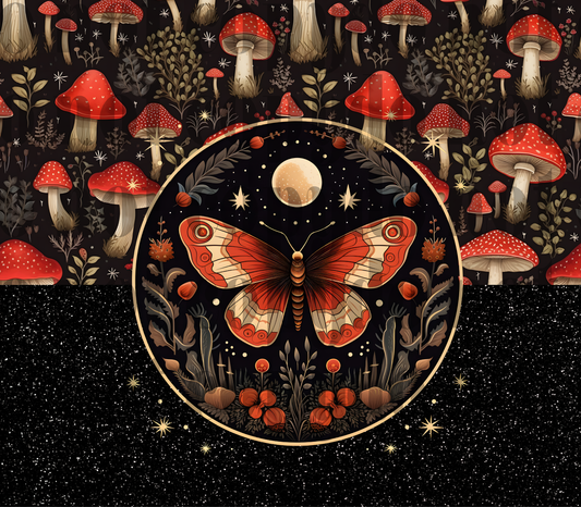 Retro butterfly Red mushrooms 20oz VINYL tumblr Transfer